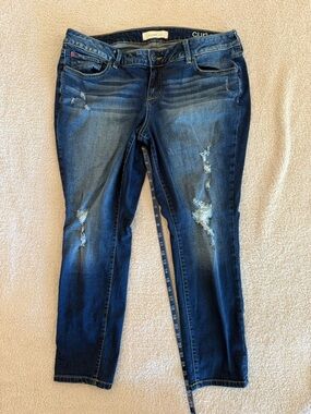 Slinky Brand Distressed Dark Blue Skinny Jeans